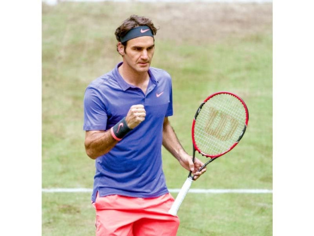 federer sealed his win with a backhand volley after one hour and 28 minutes photo afp