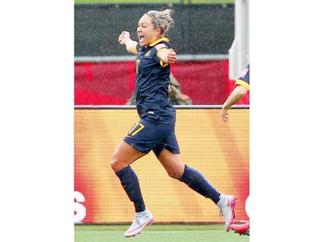 a second half goal from kyah simon was enough to send australia through to the quarter finals photo afp a second half goal from kyah simon was enough to send australia through to the quarter finals photo afp