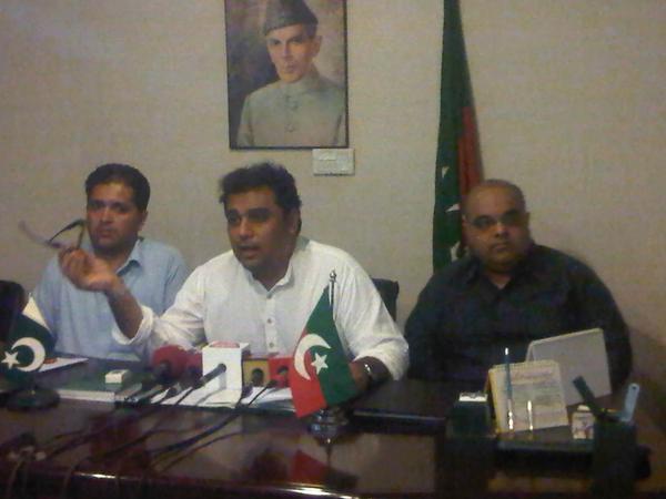 pti karachi president ali zaidi addresses a press conference on tuesday june 23 2015 photo pti karachi official twitter account