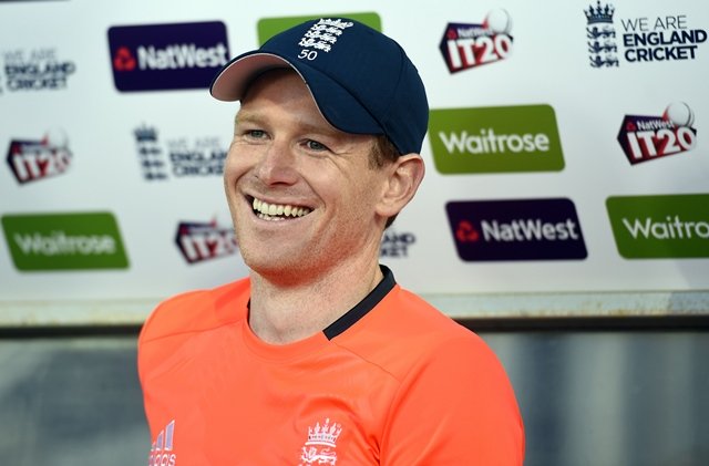 england 039 s captain eoin morgan reacts during an interview following the twenty20 t20 international cricket match between england and new zealand at old trafford in north west england on june 23 2015 england won by 56 runs photo afp