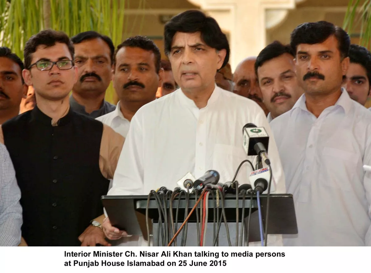 interior minister chaudhry nisar ali khan addressing the media in islamabad on thursday photo pid interior minister chaudhry nisar ali khan addressing the media in islamabad on thursday photo pid