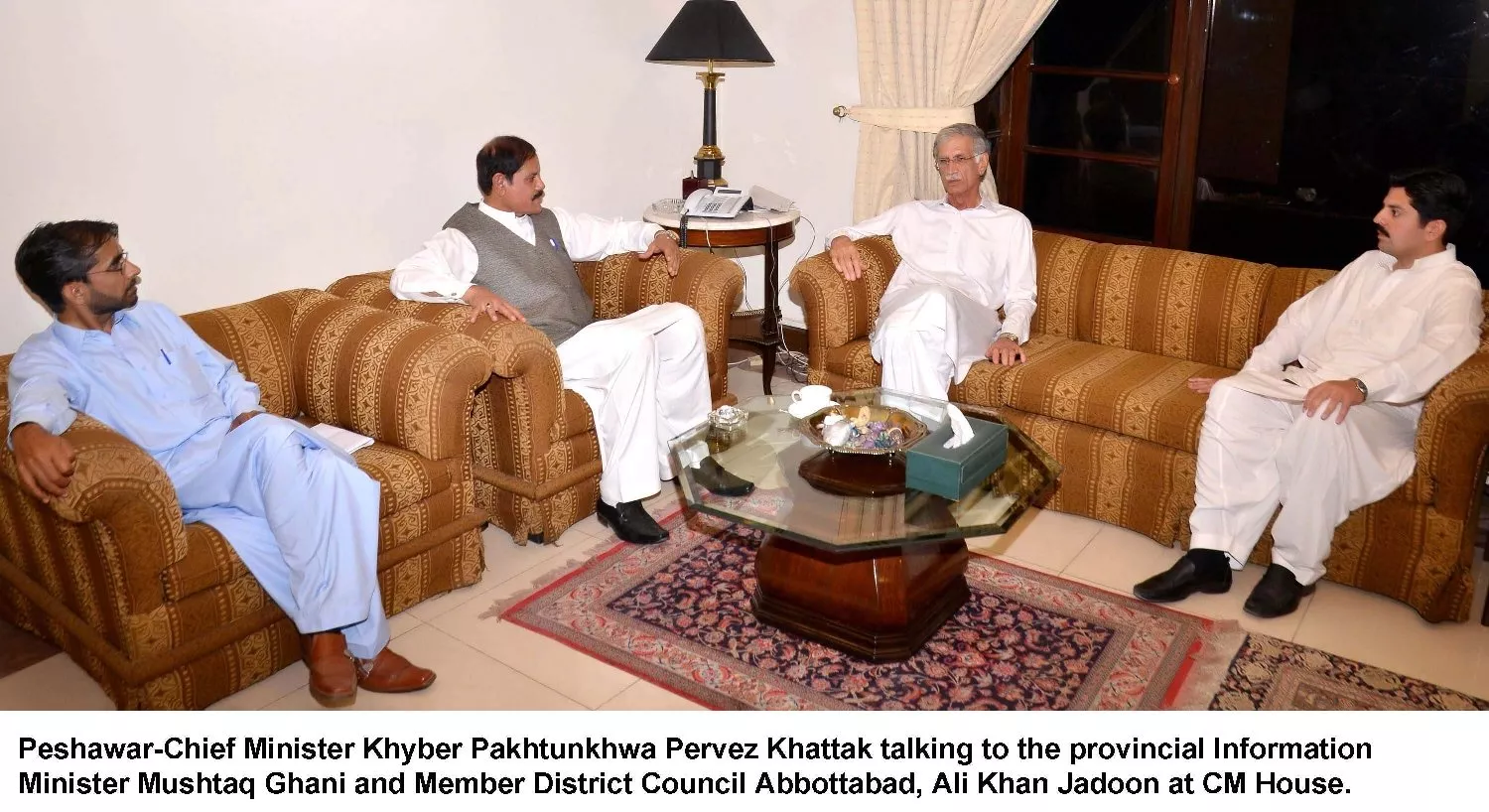 pervez khattak in a meeting with k p information minister mushtaq ghani among others at the cm house in peshawar on friday june 26 2015 photo express pervez khattak in a meeting with k p information minister mushtaq ghani among others at the cm house in peshawar on friday june 26 2015 photo express