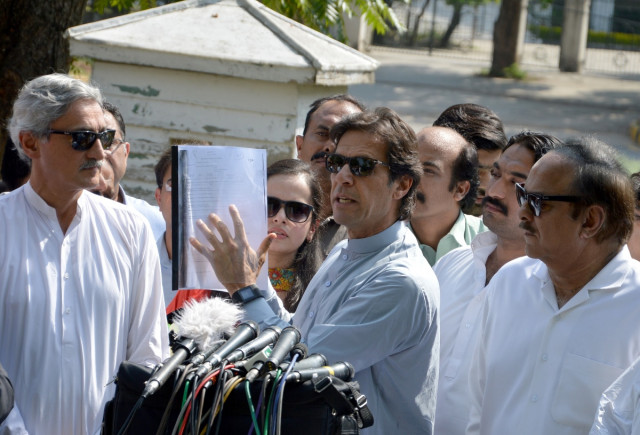 imran khan addresses media in islamabad after a judicial commission session on tuesday june 30 2015 photo mudassar raja express