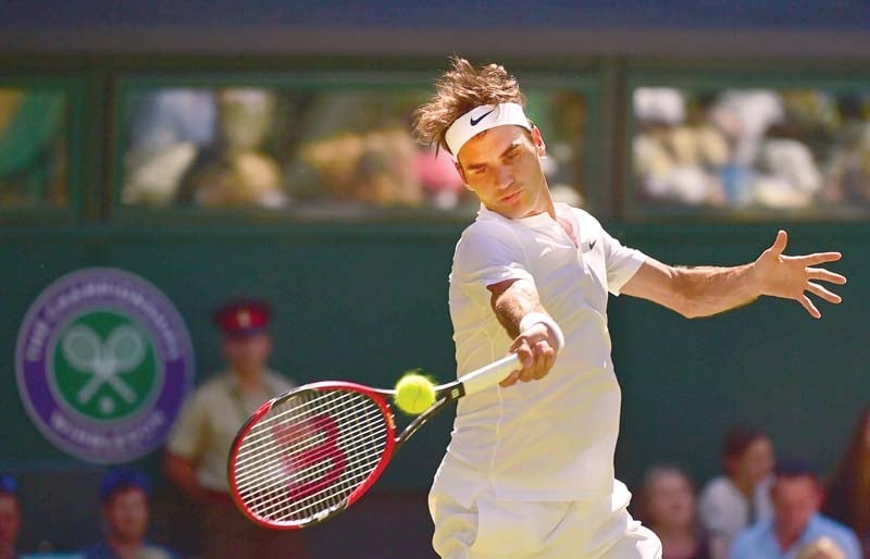 federer started off with an unreturnable serve and threw in some crowd pleasing volleys before finishing off dzumhur with a love service game photo afp