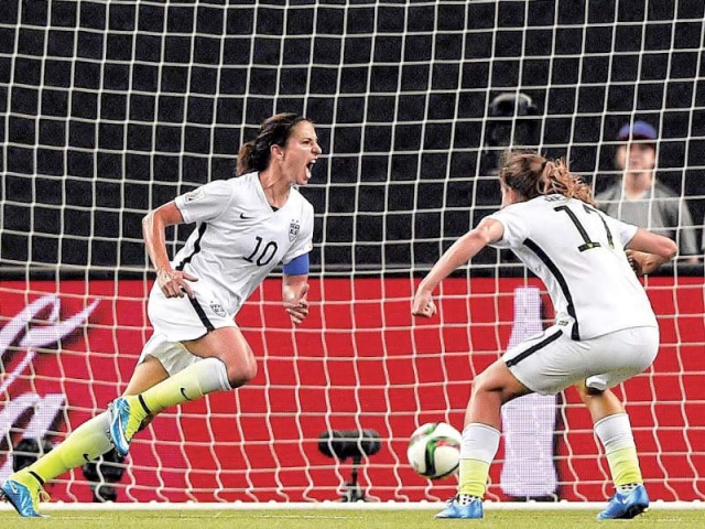 lloyd converted her spot kick in the 69th minute after the romanian referee ruled that annike krahn had obstructed alex morgan photo afp lloyd converted her spot kick in the 69th minute after the romanian referee ruled that annike krahn had obstructed alex morgan photo afp
