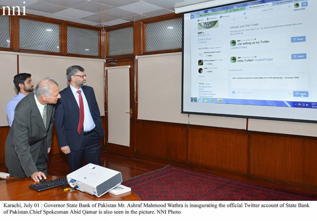state bank governor ashraf mahmood wathra inaugurating the official twitter account of the central bank on wednesday photo nni state bank governor ashraf mahmood wathra inaugurating the official twitter account of the central bank on wednesday photo nni
