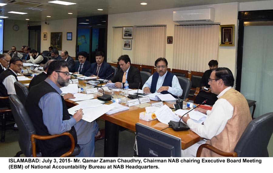 chairman nab qamar zaman chaudrhy chairing an executive board meeting on friday photo pid