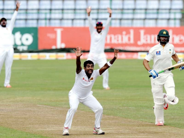 prasad appeals successfully to claim pakistan s first wicket after hitting masood on his foot with a well directed yorker photo afp prasad appeals successfully to claim pakistan s first wicket after hitting masood on his foot with a well directed yorker photo afp