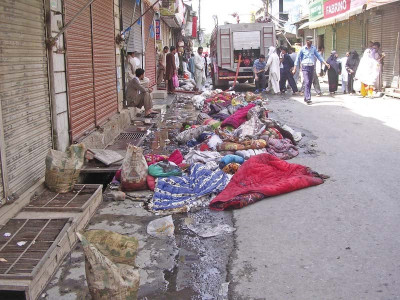 flames and sparks shops gutted in abbottabad