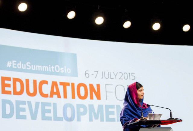 nobel peace prize laureate malala yousafzai speaks at the oslo summit on education for development at oslo plaza in oslo norway on july 7 2015 photo afp nobel peace prize laureate malala yousafzai speaks at the oslo summit on education for development at oslo plaza in oslo norway on july 7 2015 photo afp