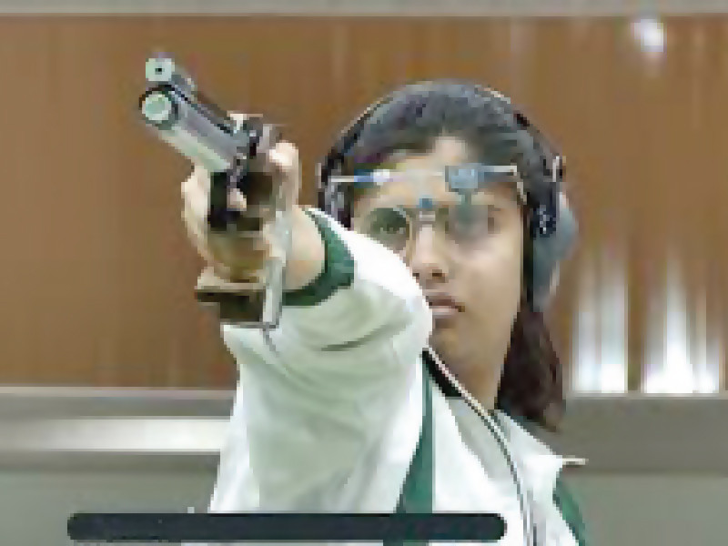 kishmala talat will compete in the 10m air pistol and 25m pistol events at paris olympics photo afp