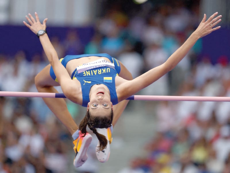 yaroslava mahuchikh of ukraine in action during the women s high jump qualification at stade de france on friday photo reuters