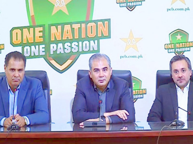 pakistan cricket board chairman mohsin naqvi flanked by former captain waqar younis l and coo salman naseer r addresses a press conference in lahore on monday photo pcb pakistan cricket board chairman mohsin naqvi flanked by former captain waqar younis l and coo salman naseer r addresses a press conference in lahore on monday photo pcb