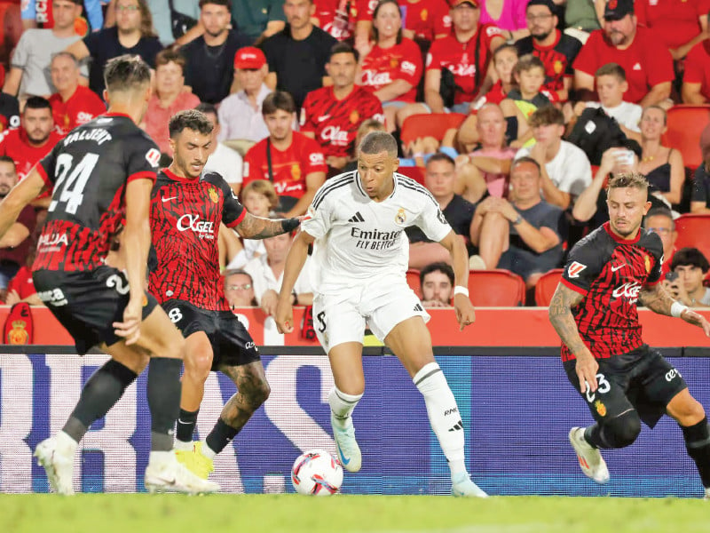 kylian mbappe and real madrid were held to a draw at real mallorca on sunday in their la liga opener photo afp