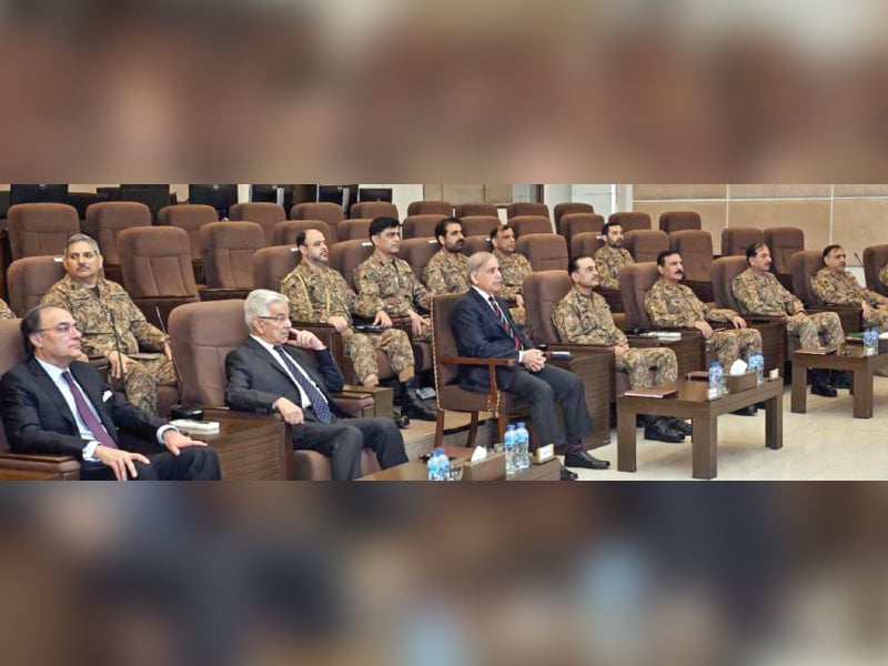 pm shehbaz sharif along with coas gen asim munir attends a session in rawalpindi photo ppi