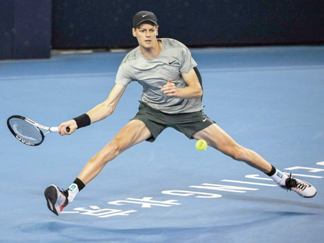 italy s jannik sinner hits a return to czech republic s jiri lehecka in quarter final at china open on monday photo afp italy s jannik sinner hits a return to czech republic s jiri lehecka in quarter final at china open on monday photo afp