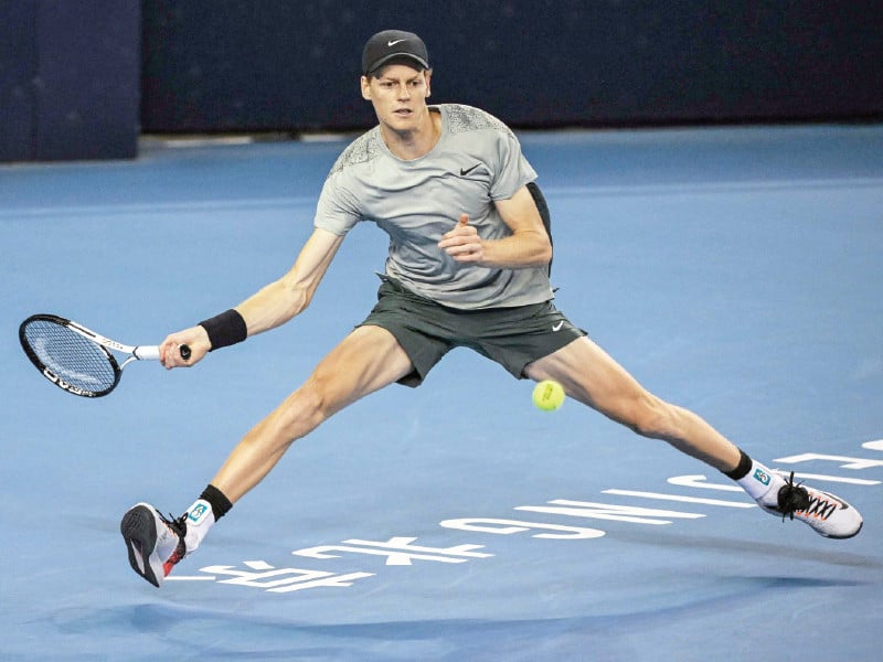 italy s jannik sinner hits a return to czech republic s jiri lehecka in quarter final at china open on monday photo afp