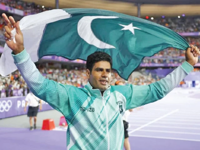 gold medallist arshad nadeem of pakistan celebrates after the paris 2024 olympics men s javelin throw final photo reuters gold medallist arshad nadeem of pakistan celebrates after the paris 2024 olympics men s javelin throw final photo reuters