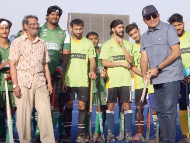 president kha syed imtiaz ali shah opens kha ramadan inter club hockey 2025 by hitting a ball as ex olympian hanif khan and the players look on photo kha president kha syed imtiaz ali shah opens kha ramadan inter club hockey 2025 by hitting a ball as ex olympian hanif khan and the players look on photo kha