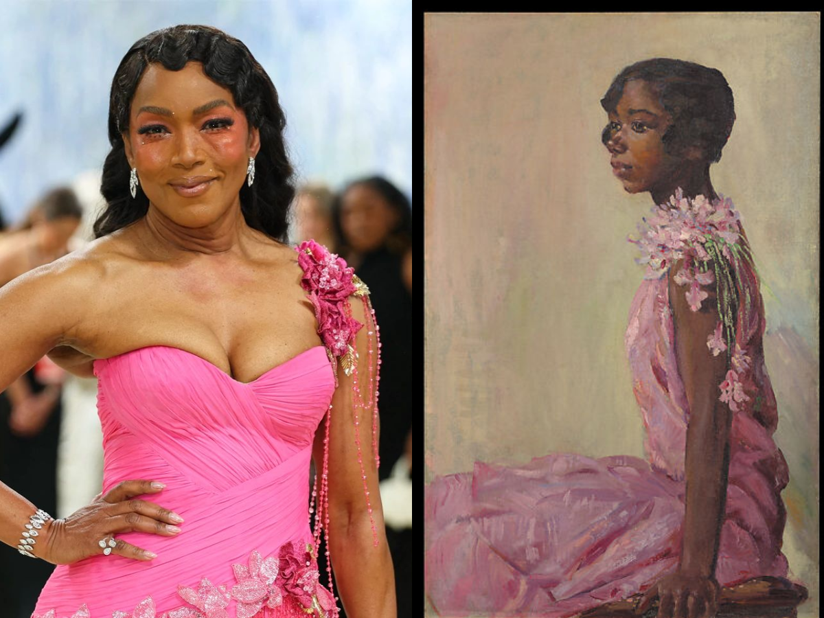 Angela Bassett in Prabal Gurung (AFP) inspired by Girl in Pink Dress (Laura Wheeler Waring)
