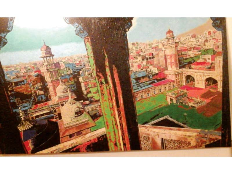 three artists displayed their works on the heritage of pakistan at majmua art gallery while shiraz ashraf depicted the mughal era in his works naushad alam focused more on the architecture of more modern times photos courtesy majmua art gallery