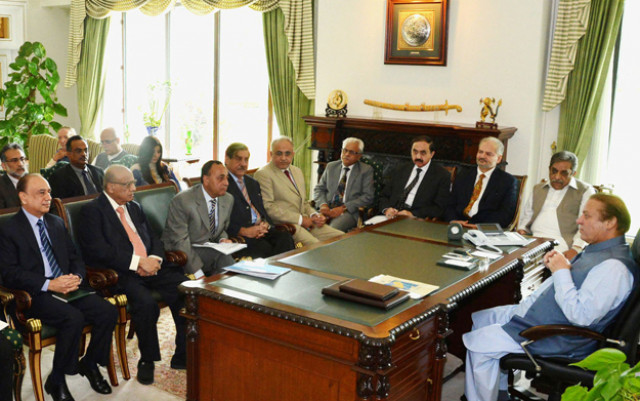 prime minister nawaz sharif in the meeting on the expension of lahore airport with civil aviation authority photo inp