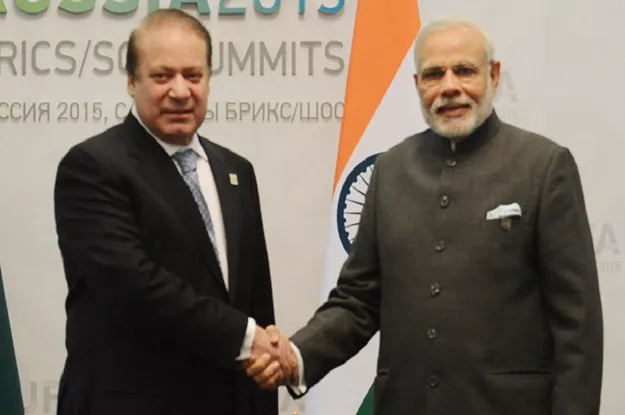 nawaz sharif left shakes hands with narendra modi in the russian city of ufa photo afp nawaz sharif left shakes hands with narendra modi in the russian city of ufa photo afp