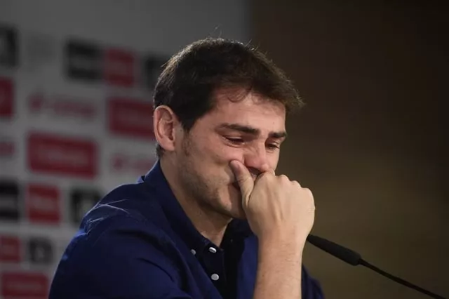 real madrid 039 s goalkeeper iker casillas reacts as he gives a press conference at the santiago bernabeu stadium in madrid on july 12 2015 real madrid 039 s emblematic captain and goalkeeper iker casillas is set to leave the club for fc porto after 25 years during which he won everything in the game with the spanish giants photo afp real madrid 039 s goalkeeper iker casillas reacts as he gives a press conference at the santiago bernabeu stadium in madrid on july 12 2015 real madrid 039 s emblematic captain and goalkeeper iker casillas is set to leave the club for fc porto after 25 years during which he won everything in the game with the spanish giants photo afp