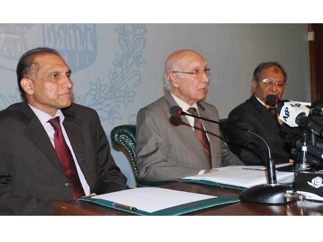 sartaj aziz addresses a press conference at the foreign office in islamabad on july 13 2015 photo pid sartaj aziz addresses a press conference at the foreign office in islamabad on july 13 2015 photo pid