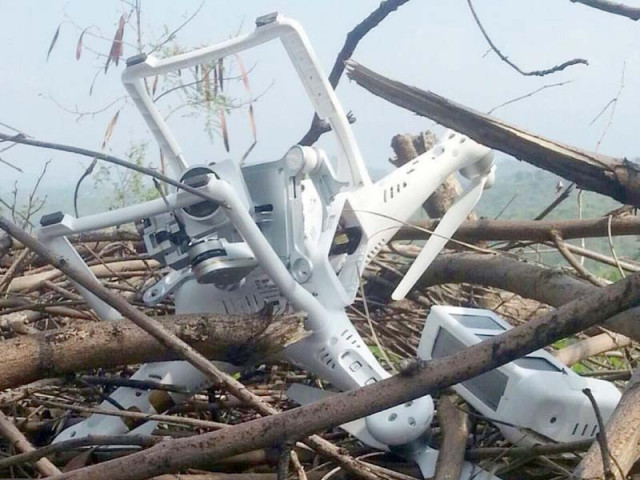 an image of the indian drone shot down by the pakistan army near bhimber photo inp an image of the indian drone shot down by the pakistan army near bhimber photo inp