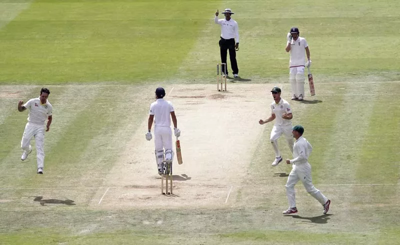 australia celebrate cook s wicket in the second innings the england skipper was the only top order batsman to provide any form of resistance to the australians in either innings photo afp australia celebrate cook s wicket in the second innings the england skipper was the only top order batsman to provide any form of resistance to the australians in either innings photo afp