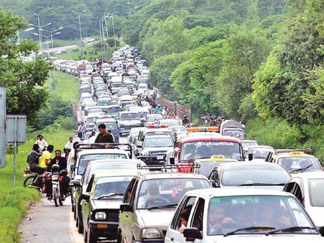 a view of last year 039 s traffic jam en route to murree photo file