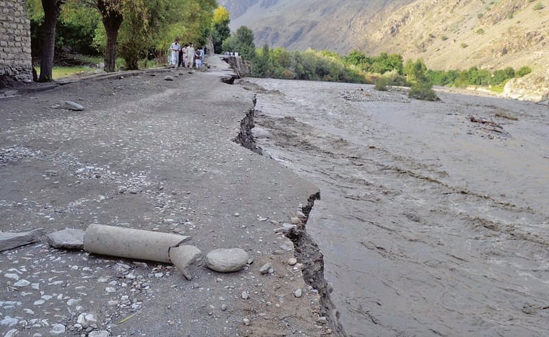 heavy rains have washed away roads in chitral valley photo inp