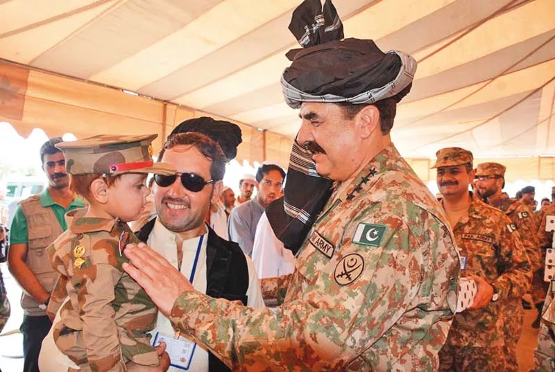 gen raheel exchanges eid greetings with families of tribesmen in eidak north waziristan photo inp