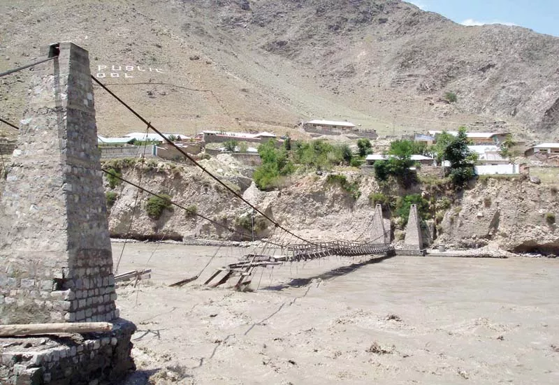a suspension bridge over the chitral river was destroyed by flash floods photo app a suspension bridge over the chitral river was destroyed by flash floods photo app