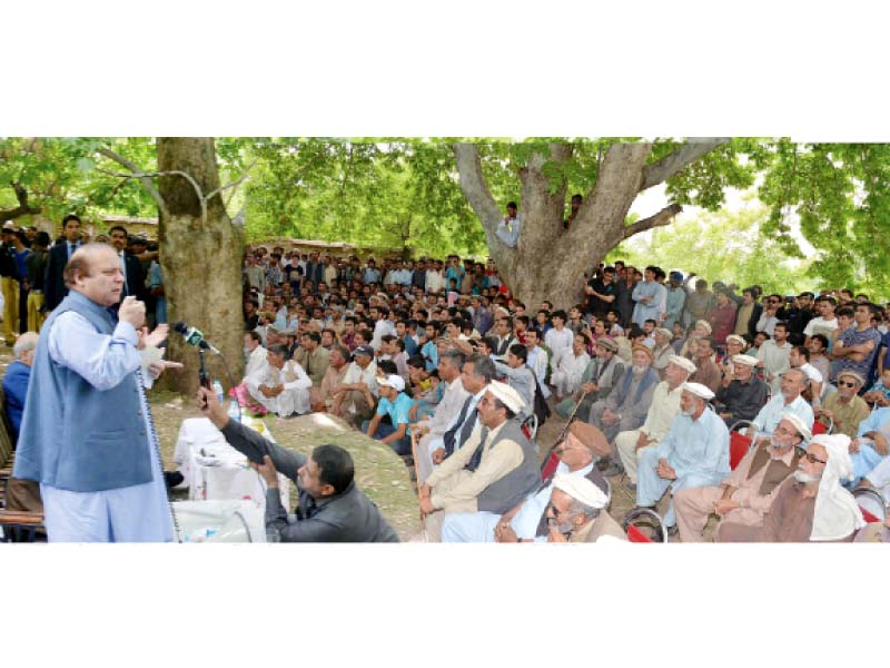 prime minister nawaz addresses a public gathering in chitral photo inp