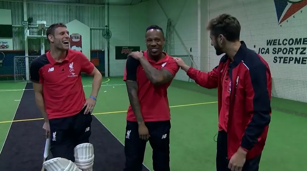 liverpool stars try their hand with the bat photo courtesy liverpool fc liverpool stars try their hand with the bat photo courtesy liverpool fc