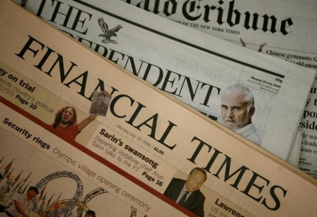 a copy of a financial times newspaper is displayed for sale in a newsagent in central london july 28 2008 photo reuters