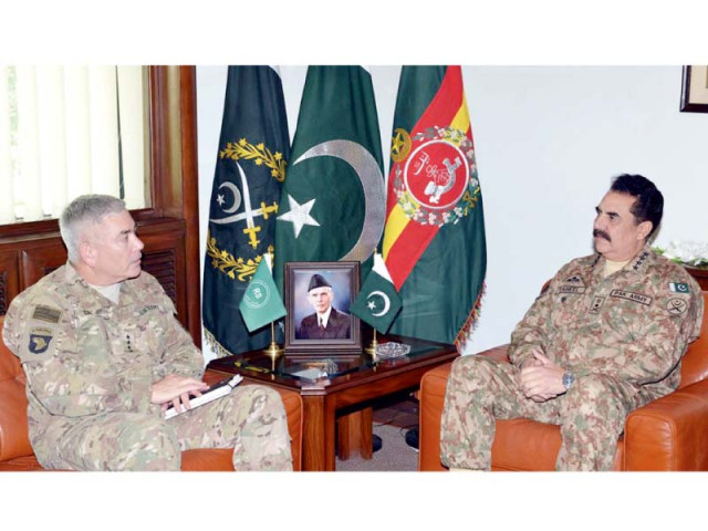 commander us forces in afghanistan gen john f campbell and army chief gen raheel sharif exchange views photo inp commander us forces in afghanistan gen john f campbell and army chief gen raheel sharif exchange views photo inp