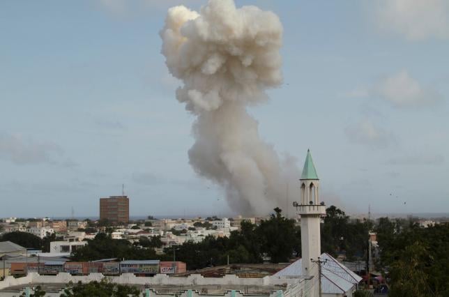 a general view shows smoke from the jazeera hotel during an attack in somalia 039 s capital mogadishu photo reuters