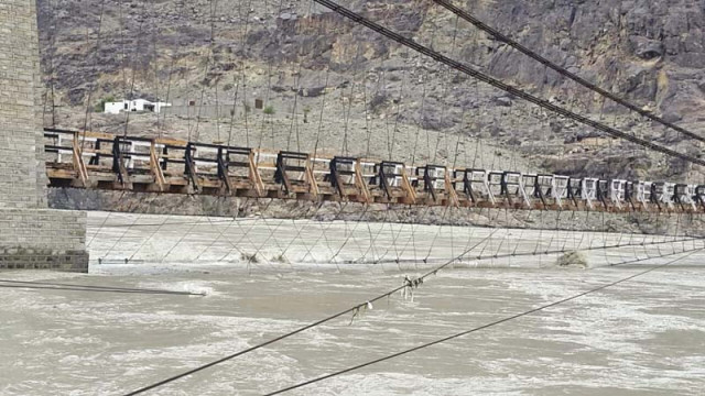 a bridge in diamer district of gligit baltistan photo express a bridge in diamer district of gligit baltistan photo express