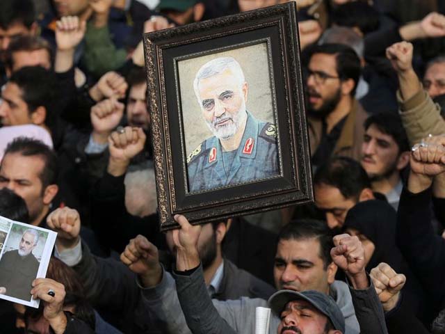 people gather to stage a protest against the killing of qasem soleimani by a us air strike photo getty