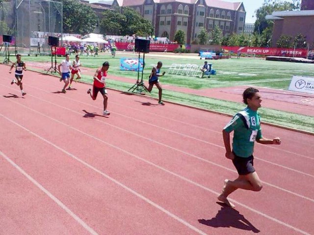 ramail irshad can be seen competing for the 200m race where the pakistani athlete finished with an impressive time of 26 26 seconds to claim gold photo courtesy sop ramail irshad can be seen competing for the 200m race where the pakistani athlete finished with an impressive time of 26 26 seconds to claim gold photo courtesy sop