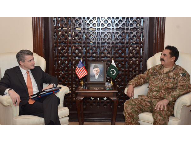 ambassador feldman met army chief general raheel sharif at the ghq on saturday photo ispr