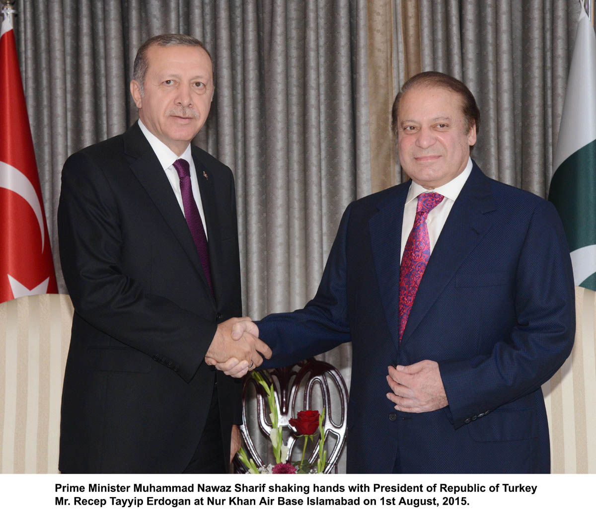 prime minister nawaz sharif r shaking hands with turkish president recep tayyip erdogan l in islamabad on saturday evening photo pid