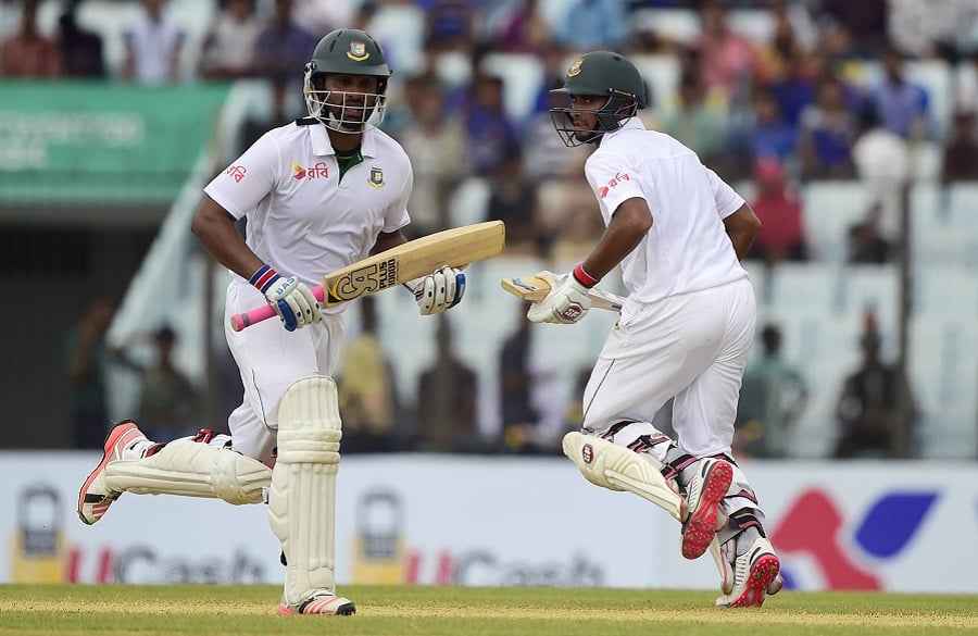 tamim iqbal and mahmudullah complete a run bangladesh v south africa 1st test photo afp