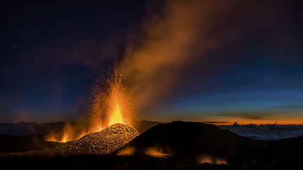 molten lava erupts from the piton de la fournaise one of the world 039 s most active volcanoes in this picture taken august 1 2015 on the french indian ocean reunion island photo reuters