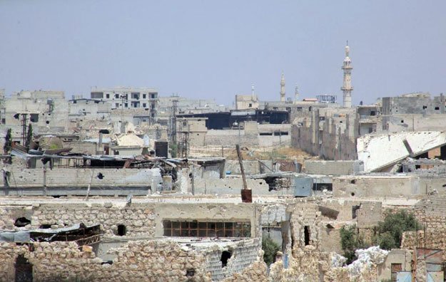 a general view shows the maysar neighbourhood of the northern syrian city of aleppo on july 29 2015 photo afp