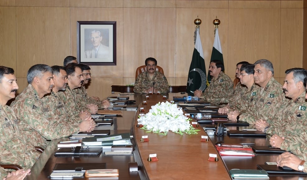 coas raheel sharif heading the corps commanders meeting photo ispr