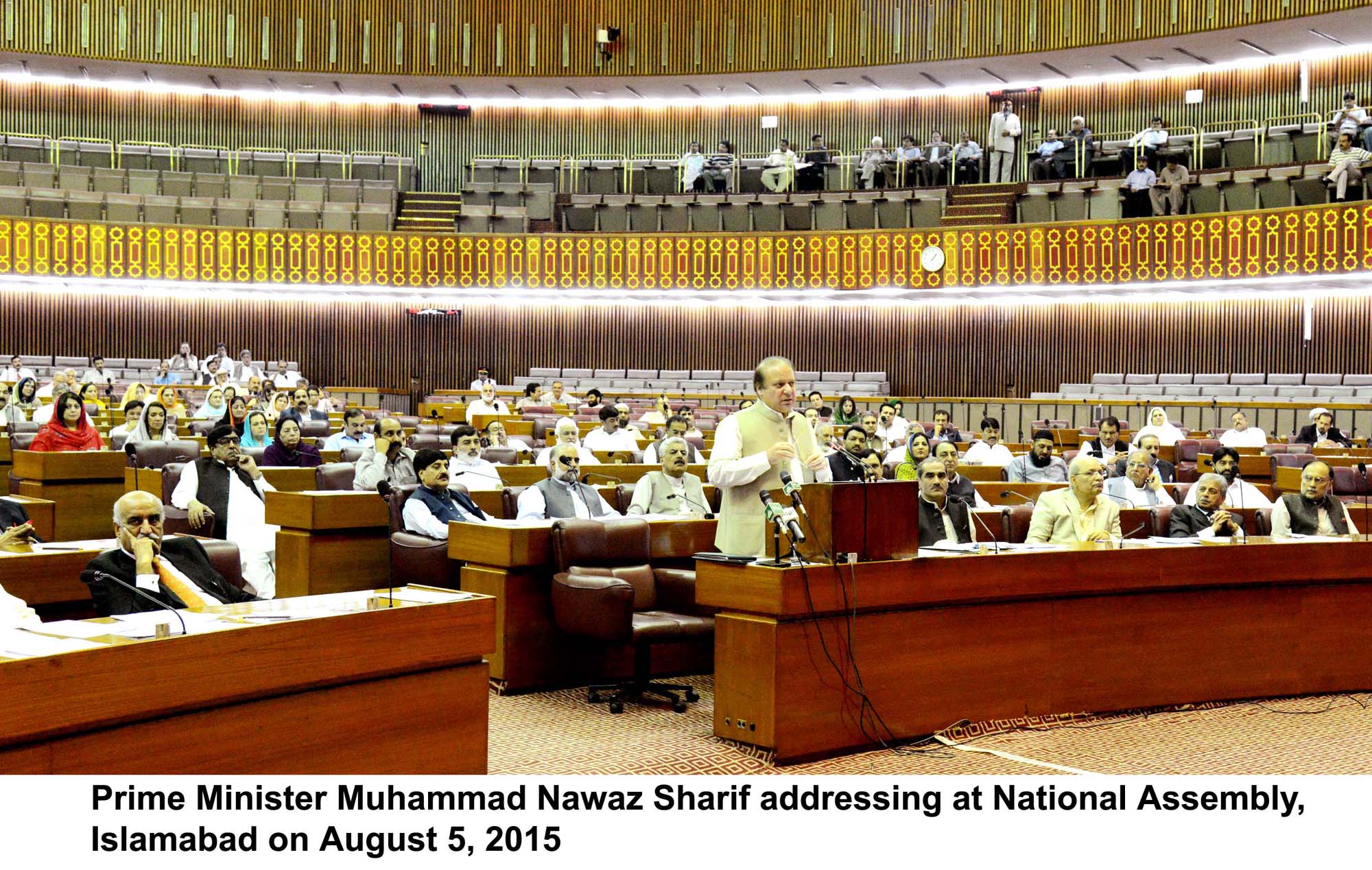 prime minister nawaz sharif addresses the national assembly in islamabad on august 5 2015 photo pid